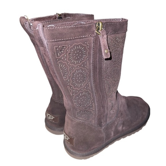 UGG Boots Australia Cottage Eyelet Brown Suede Leather Zip Up Shoes sz 7 - Picture 2 of 10